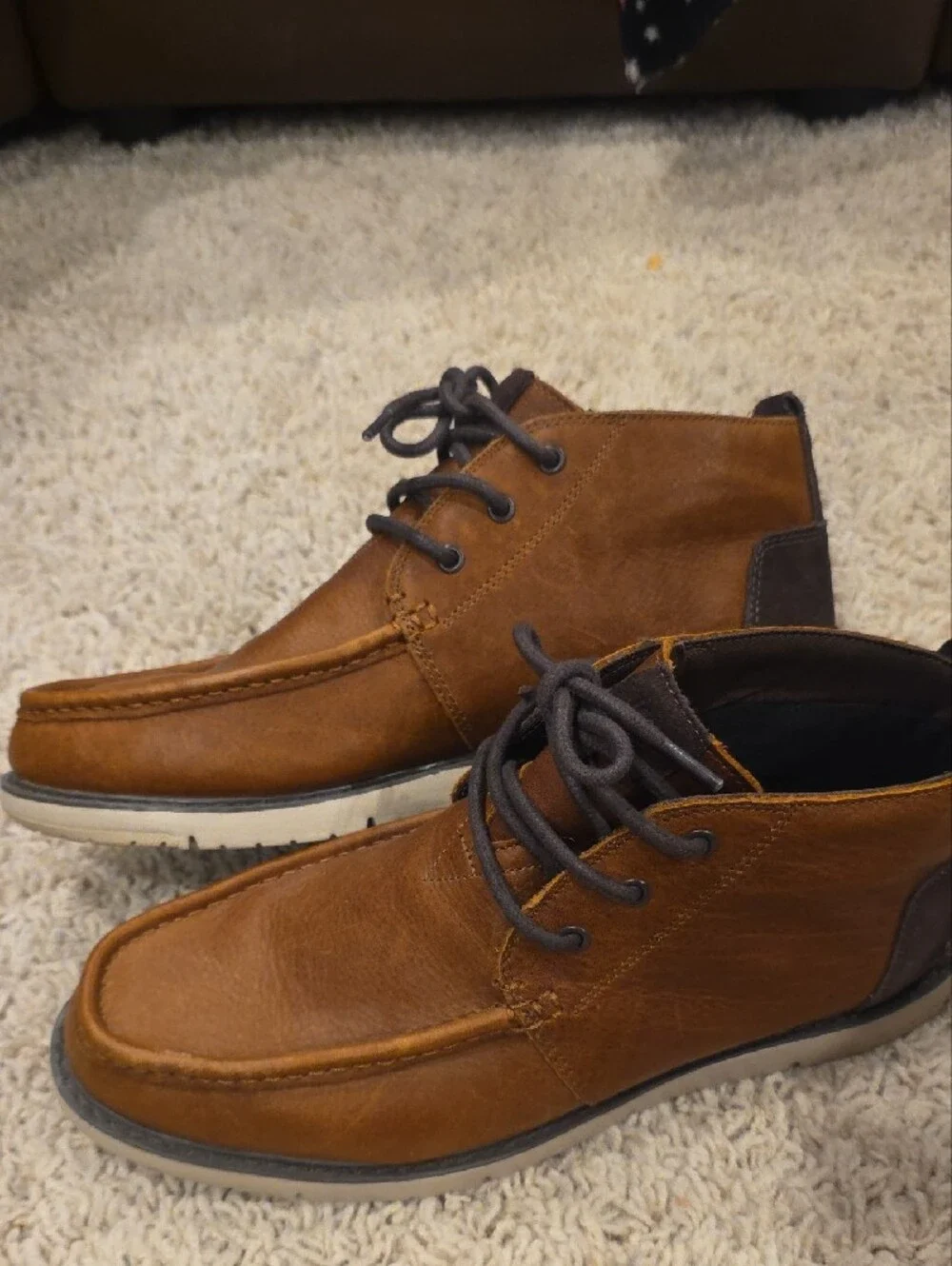Toms Mens Navi Moc Chukka Brown Leather Boots Sz 12